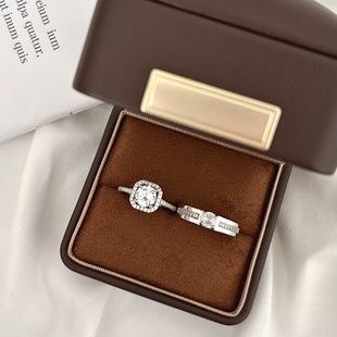 胖东来同款仿真小方糖钻戒莫桑石活口结婚对戒求订婚仪式道具戒指