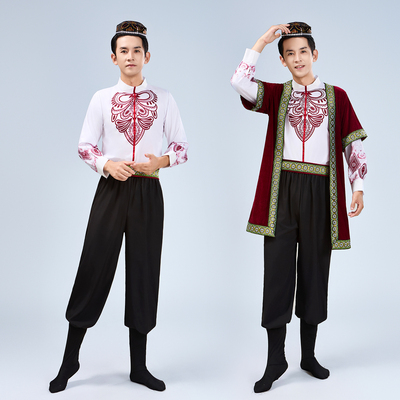 新疆舞蹈服装演出服男女成人民族长裙表演服回族维吾尔族大摆裙