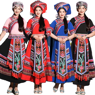 广西壮族三月三服装成人南宁少数民族服饰男女盛装壮锦演出服长裙