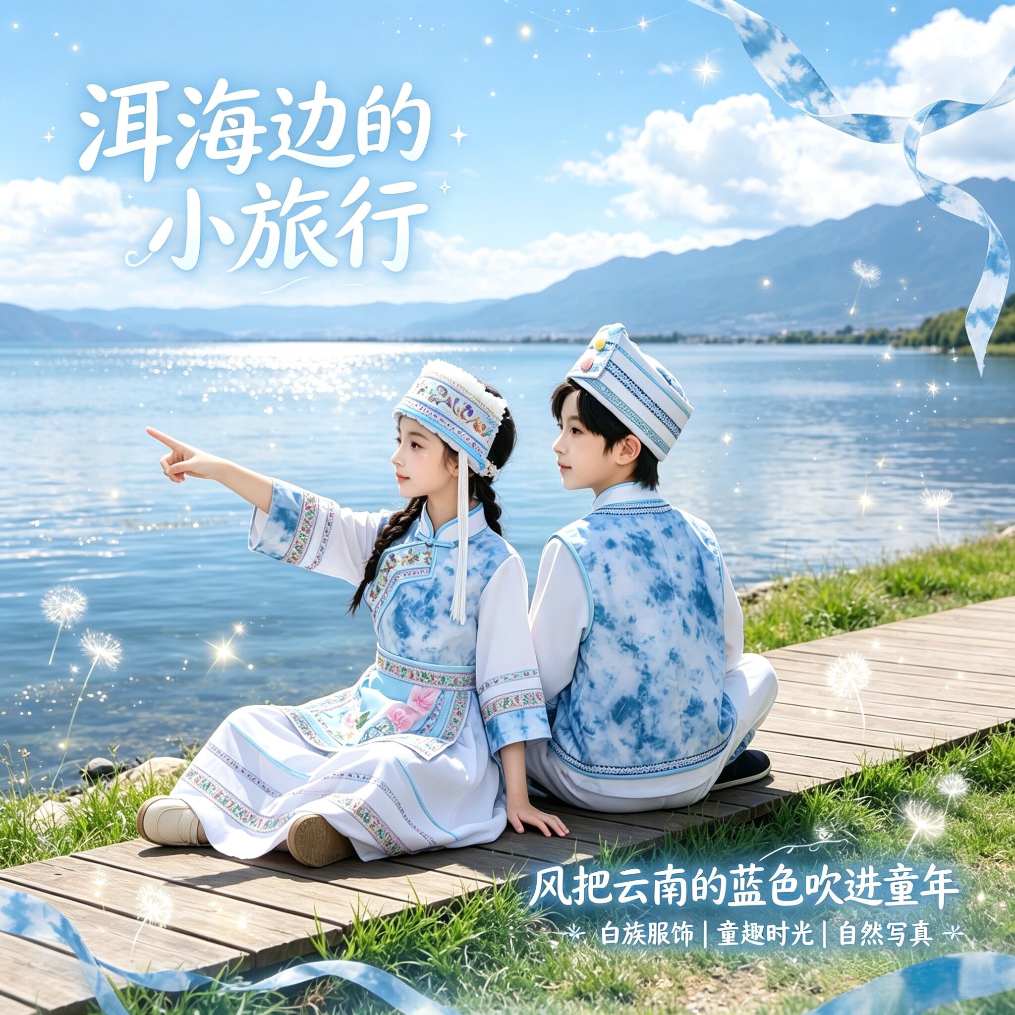 云南少数民族服装大理白族服饰白族舞蹈服装儿童演出服舞台服装