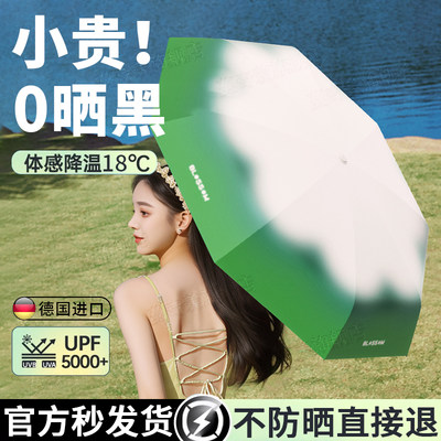 德国太阳伞防晒紫外线黑胶遮阳女2024新款轻便晴雨两用便携户外