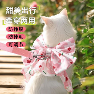 遛猫牵引绳防挣脱防掉毛猫衣服外出专用宠物猫咪裙子公主裙可调节