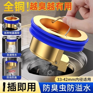 地漏全铜防臭内芯卫生间下水管道防返臭通用封口过滤网盖防虫神器