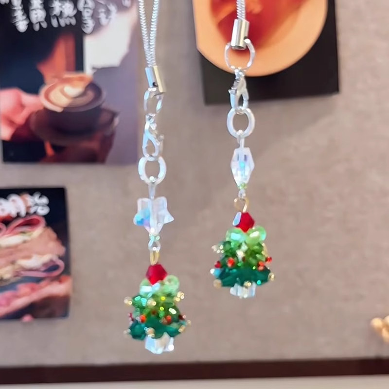 星星圣诞树串珠钥匙扣手机链秋冬圣诞节小挂件小众设计情侣挂链女