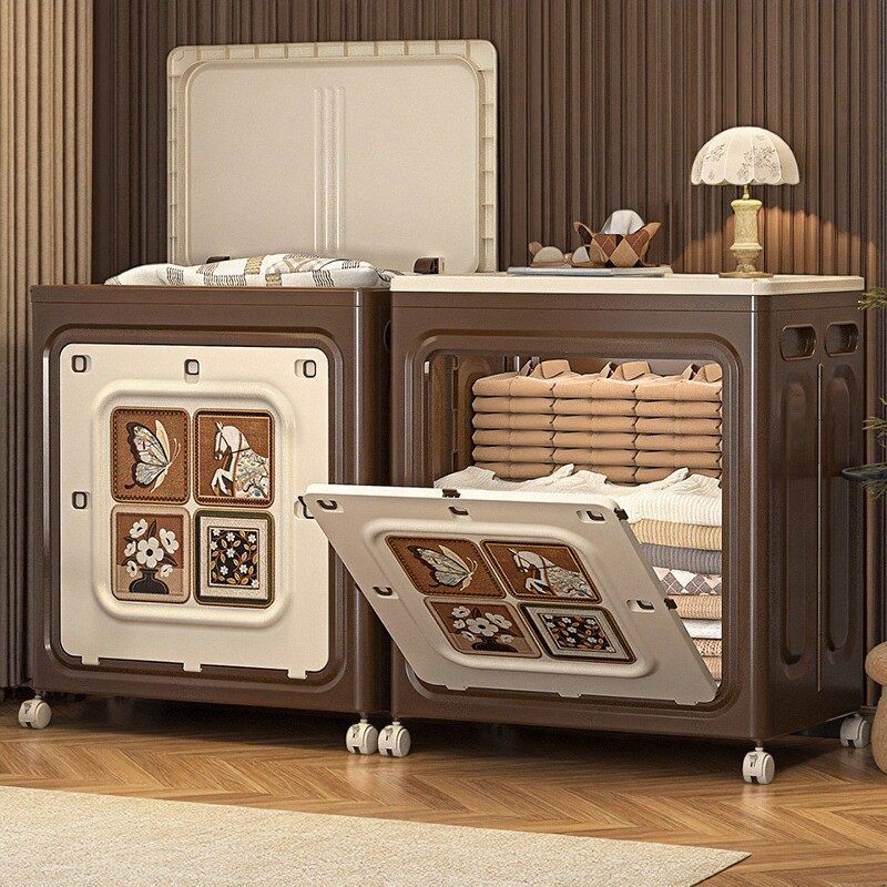 中古风衣服收纳箱超大容量家用整理箱翻盖可折叠衣物被子储物柜子,收纳整理,收纳箱,淘宝优惠券,粉丝福利购,淘宝优惠卷