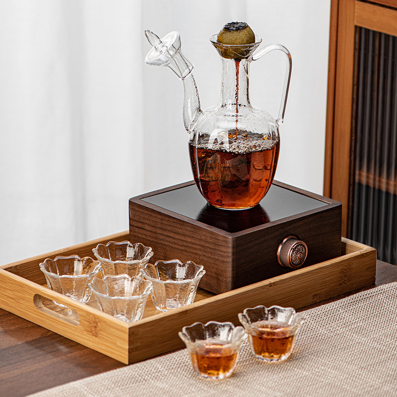 新中式玻璃小茶杯套装6只家用待客高档泡功夫茶具古风品茗喝茶杯