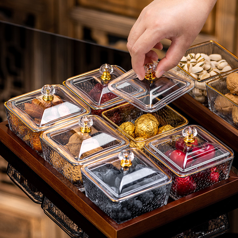 玻璃水果盘家用客厅茶几零食摆放盘轻奢高档点心坚果干果收纳盒子