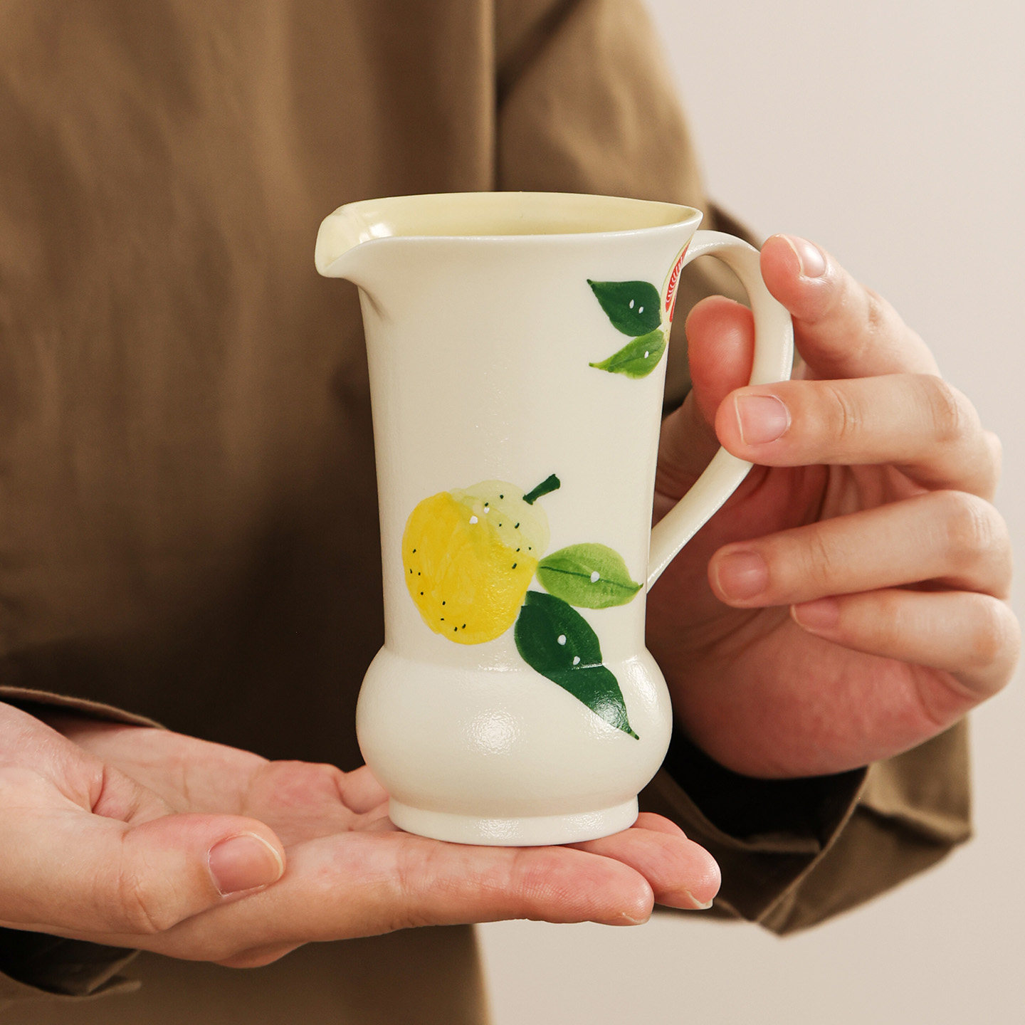 初伍陶瓷手绘柚子公道杯分茶器图片