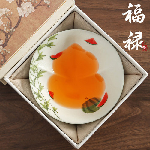 初伍手绘西瓜福禄杯陶瓷主人杯