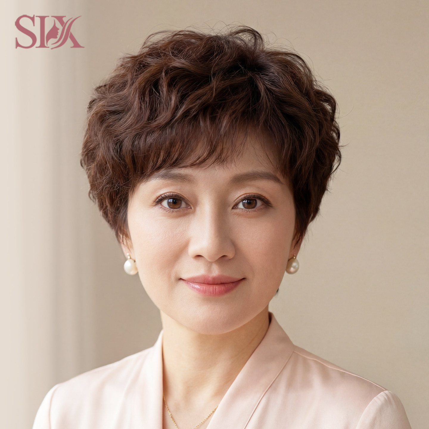 假发全头套女短发真人发丝妈妈款卷发头套自然全真发中老年假发套