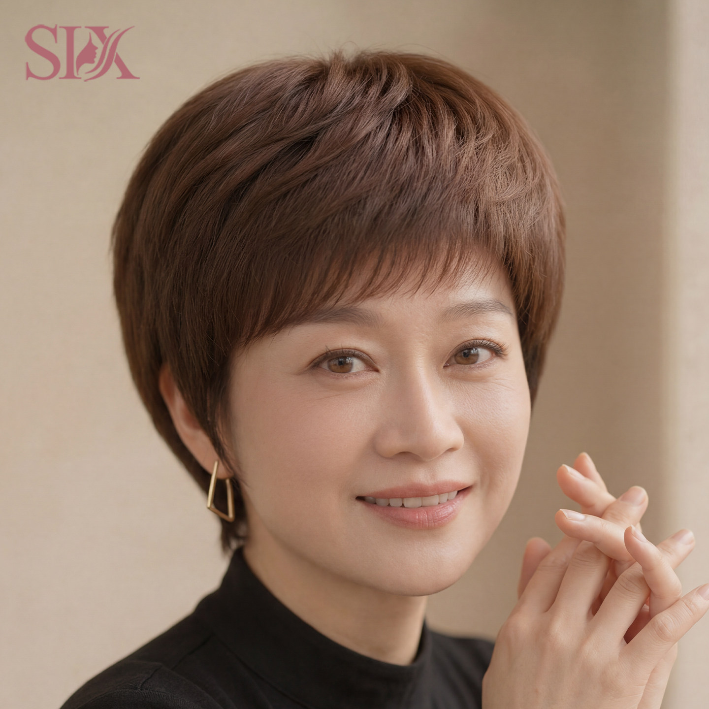 假发真发全真人发妈妈全手织假发中老年女士自然短发头套真头发