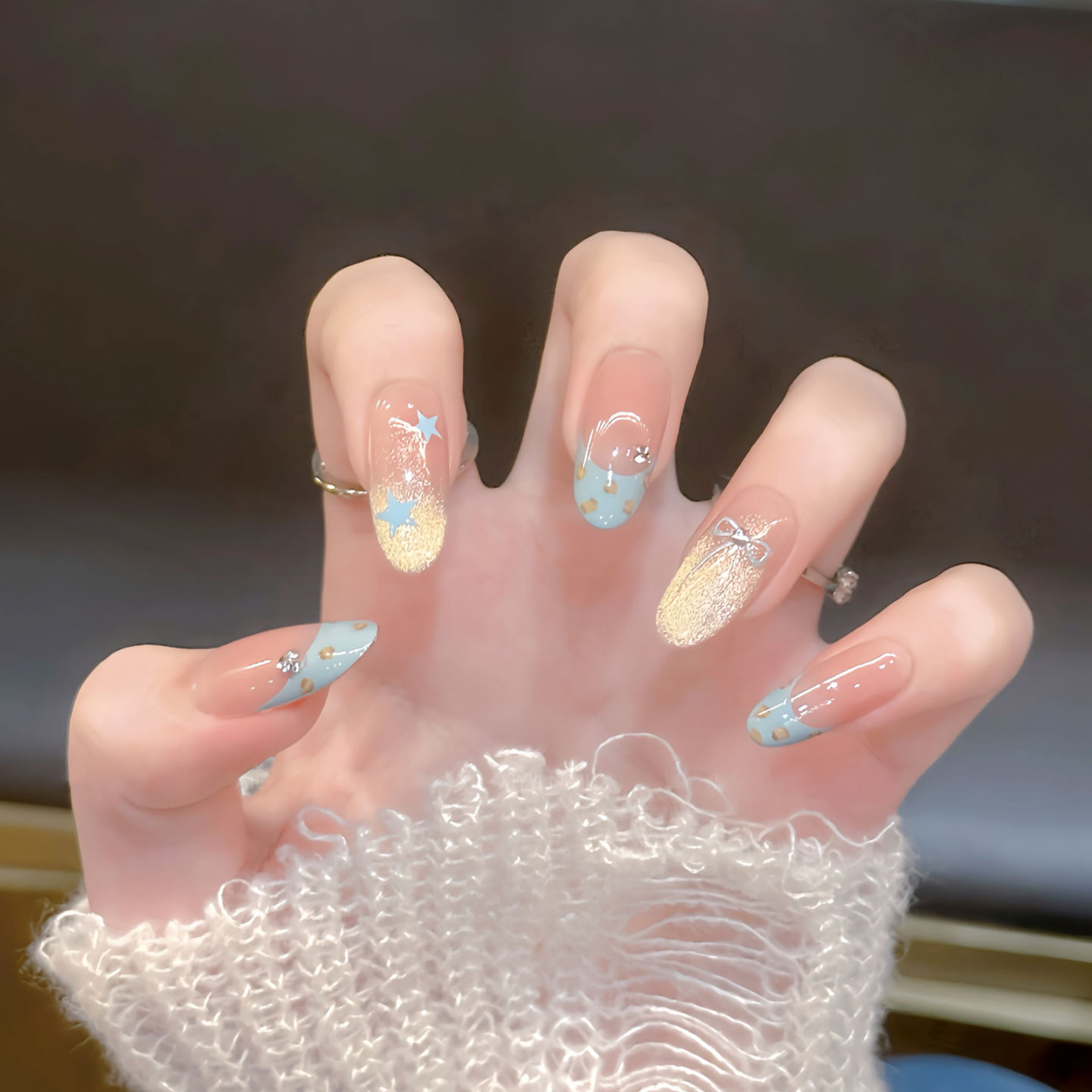 冰透豹纹手工显白手工穿戴甲