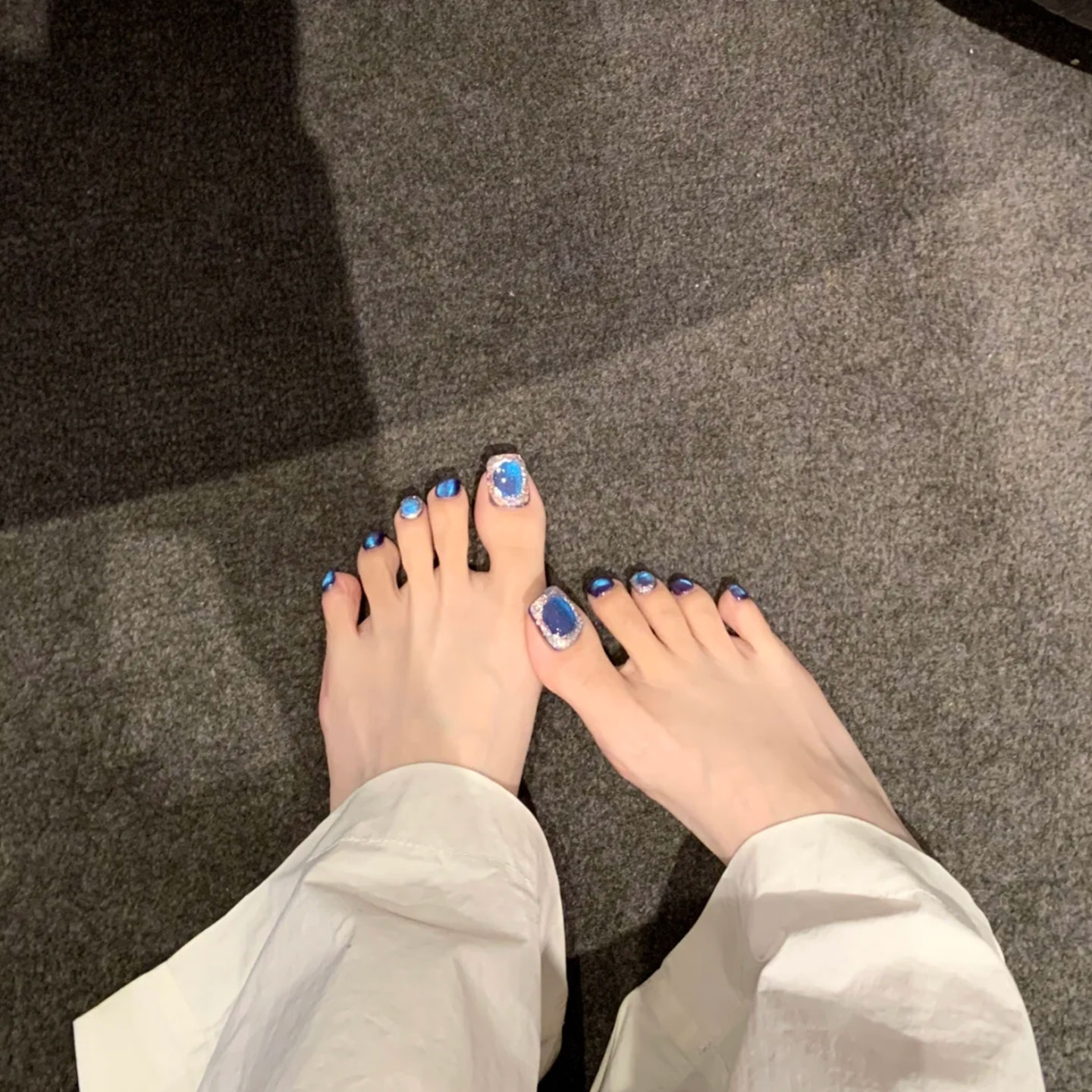 蓝宝石脚趾甲美甲手工穿戴甲
