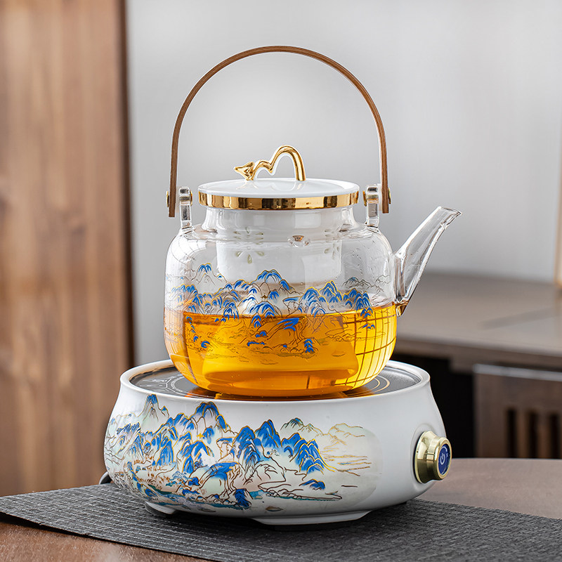 围炉煮茶电陶炉煮茶器陶瓷壶煮壶套装耐高温玻璃壶家用办公煮茶炉