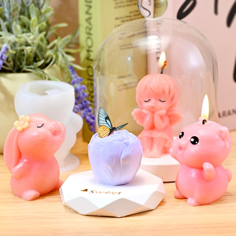 diy小熊猫咪滴胶模具闻香兔子摆