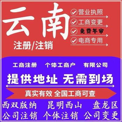 云南注册公司个体营业执照股权地址法人变更公司银行税务异常注销