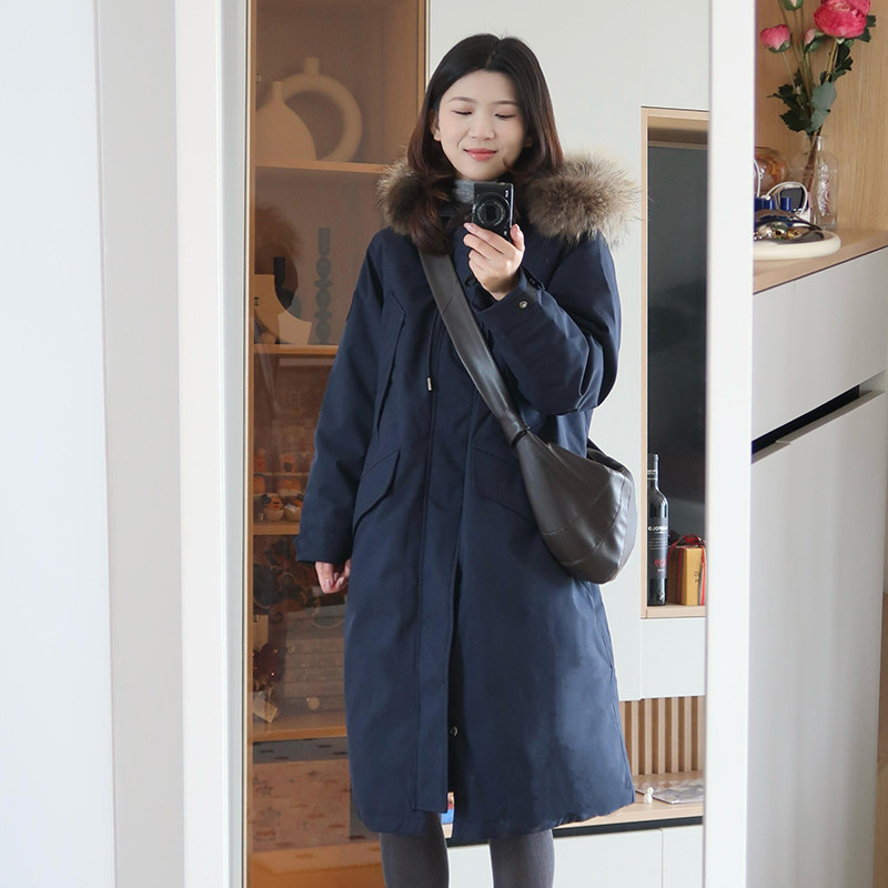 超好看长款羽绒服女冬季2024新款加厚过膝设计感小众派克棉服外套