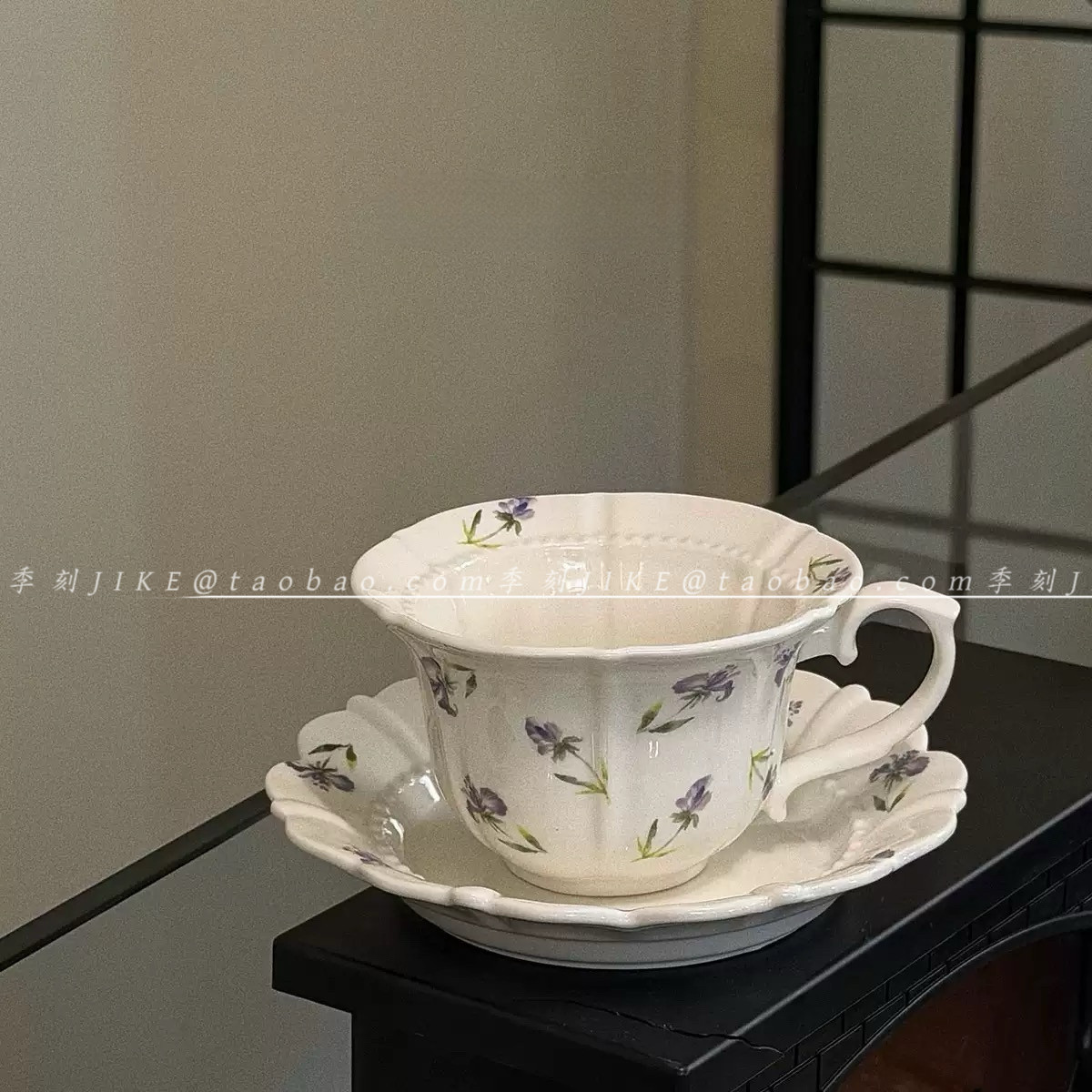 法式优雅薰衣草陶瓷咖啡杯碟