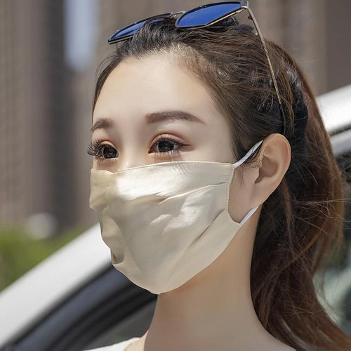 100%真丝桑蚕丝口罩春夏秋冬季女易呼吸透气户外遮阳舒适护肤