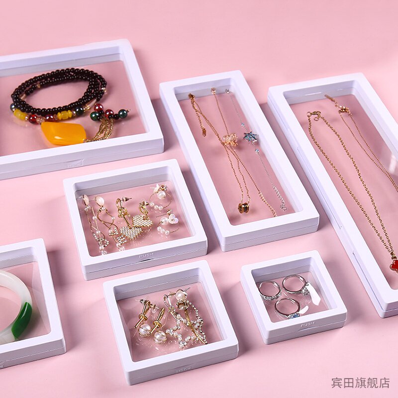 PE膜收纳盒加厚密封展示架耳环饰品首饰盒防氧化文玩pe薄膜悬浮盒