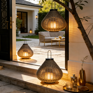 户外灯防水庭院落地灯别墅室外园林景观灯花园装饰手提藤艺露营灯
