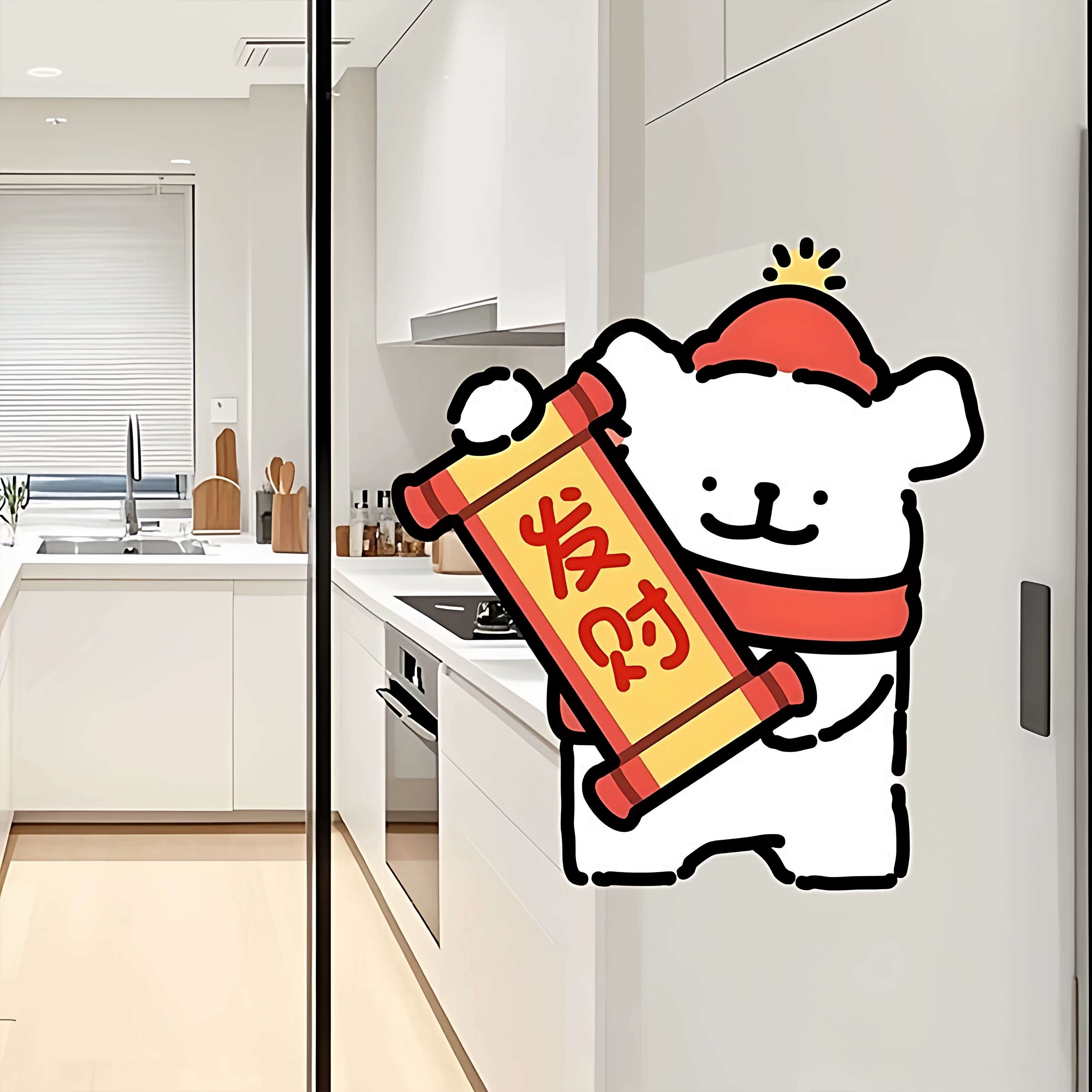 新款福字线条小狗遮丑门贴图片