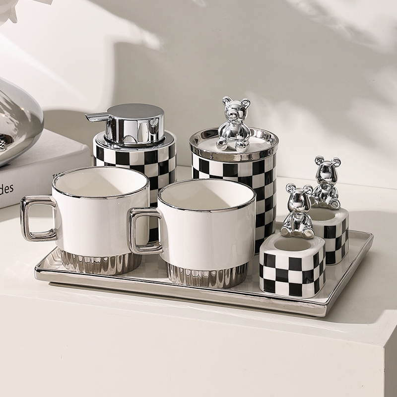 下一秒轻奢洗漱套装创意陶瓷牙刷杯漱口杯北欧浴室用品刷牙杯套件