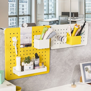办公室悬挂式洞洞板置物架免打孔办公桌面工位展示挡板上收纳屏风