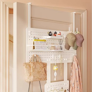 门后洞洞板挂衣架一体置物架挂钩超薄免打孔挂衣板卧室门背上收纳