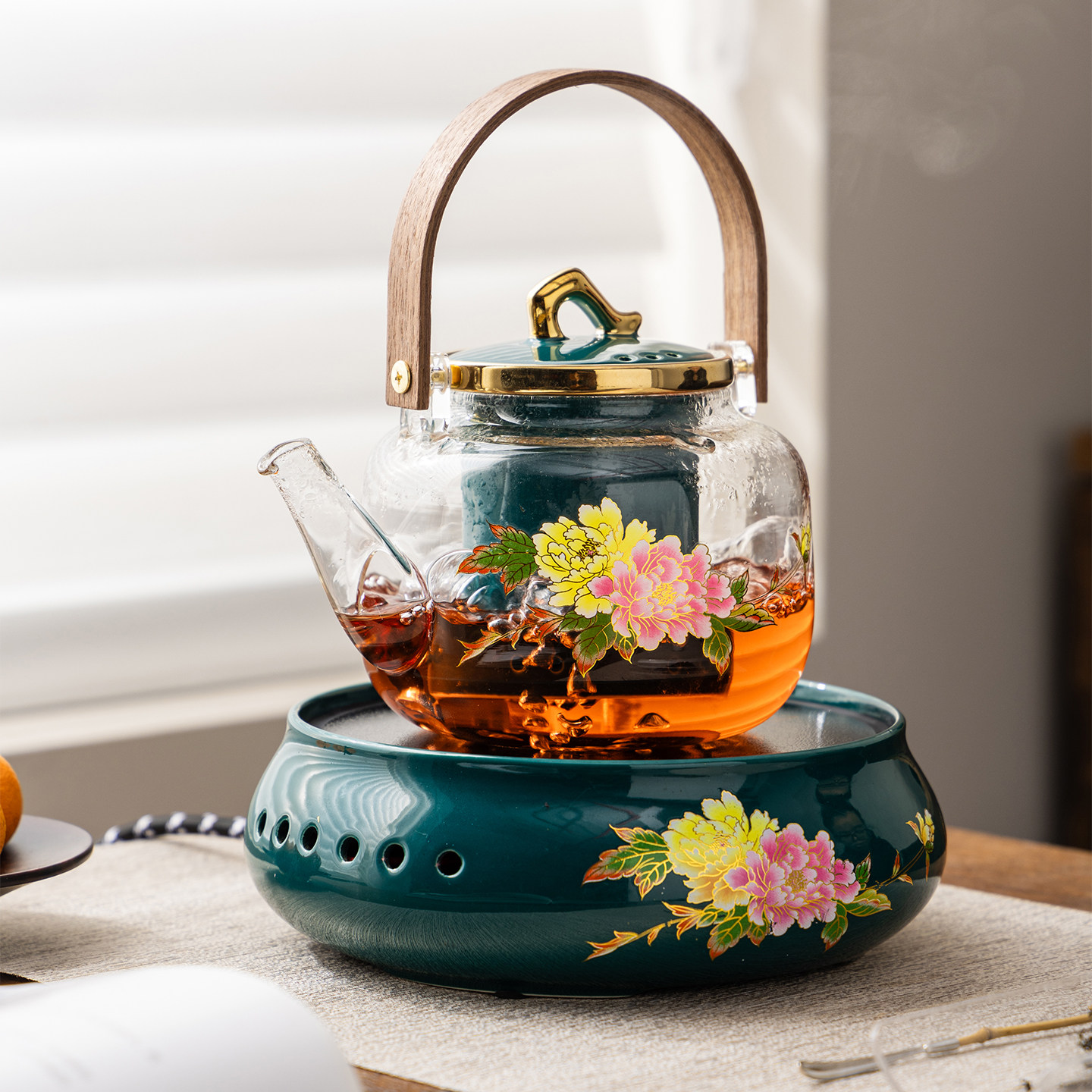 新中式创意花卉可变色提梁煮茶养生壶家陶瓷电陶炉会客烧水壶套组,餐饮具,煮茶炉,淘宝优惠券,粉丝福利购,淘宝优惠卷