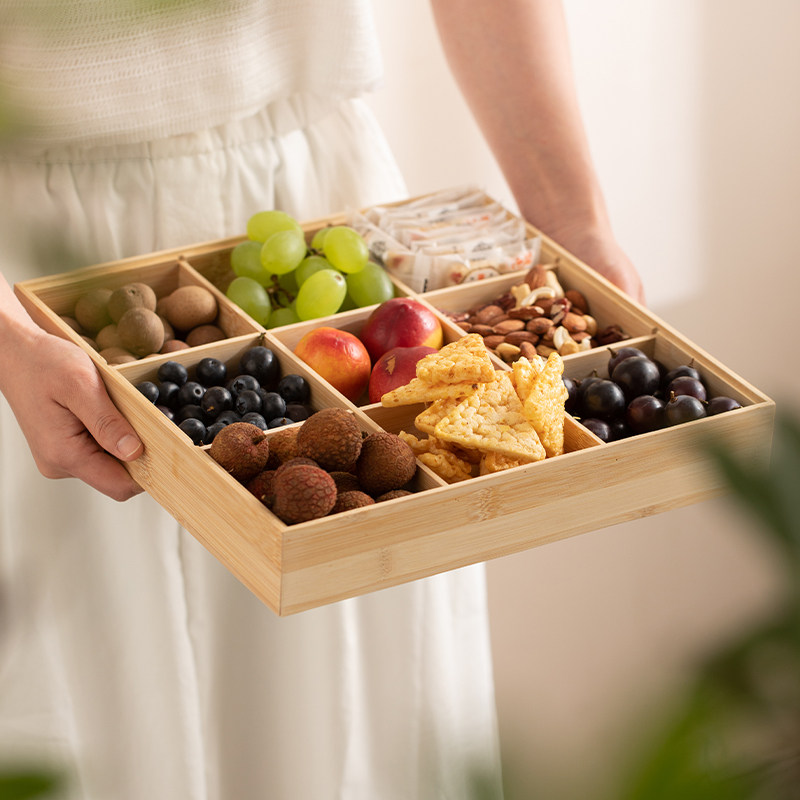 竹木原色分格果盘家用客厅聚会零食防串味收纳盒多功能收纳摆件,餐饮具,果盆/果盘/果篮,淘宝优惠券,粉丝福利购,淘宝优惠卷