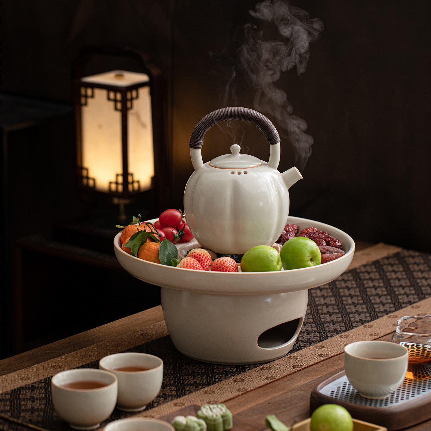 简约苏打釉围炉煮茶套装家用小型酒精炭火取暖炉聚会茶艺烧水陶壶,餐饮具,煮茶炉,淘宝优惠券,粉丝福利购,淘宝优惠卷