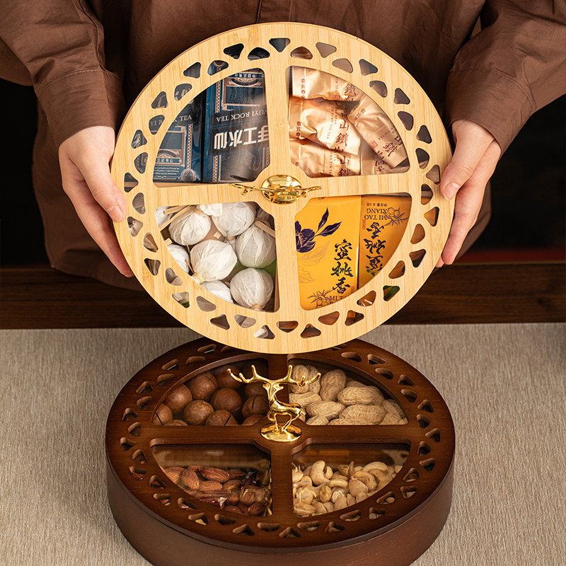 喜庆迎春一路高升家居待客分格带盖防潮零食干果收纳茶桌精致摆件,餐饮具,果盆/果盘/果篮,淘宝优惠券,粉丝福利购,淘宝优惠卷