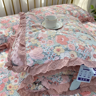 法式复古全棉床盖花边三件套田园风纯棉四件套单夏被夹棉床上用品