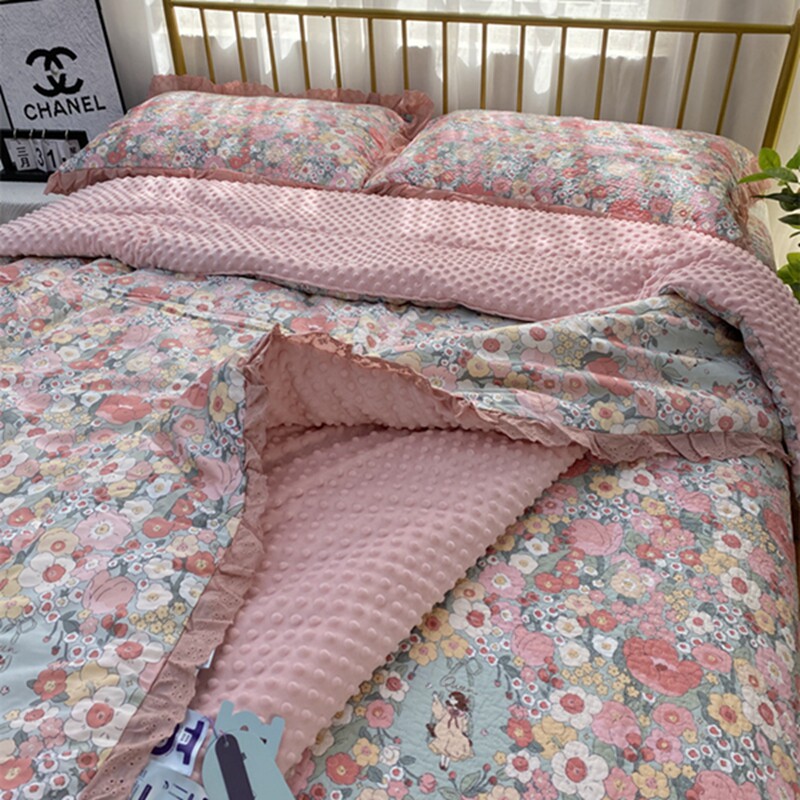 法式纯棉棉花砂洗床盖
