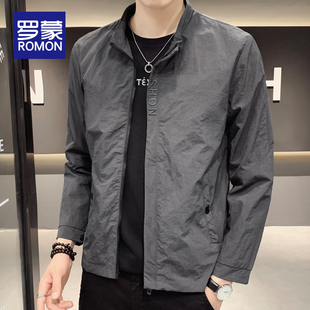 罗蒙外套男士春秋季宽松立领上衣2026新款潮流百搭青年休闲夹克男