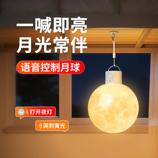 宿舍床上灯悬挂小夜灯充电长续航床帘氛围感床头台灯语音月球吊灯