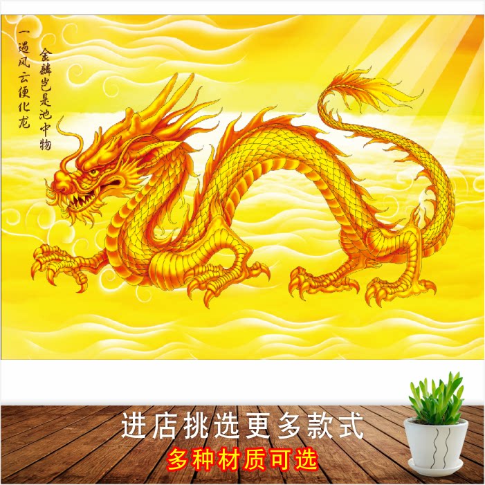 金龙图装饰画招财聚财图酒店客厅吉祥富贵图飞龙在天中国龙墙贴画