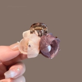 超仙渐变紫绢纱花朵小号抓夹时尚 气质侧边刘海顶夹百搭碎发鲨鱼夹