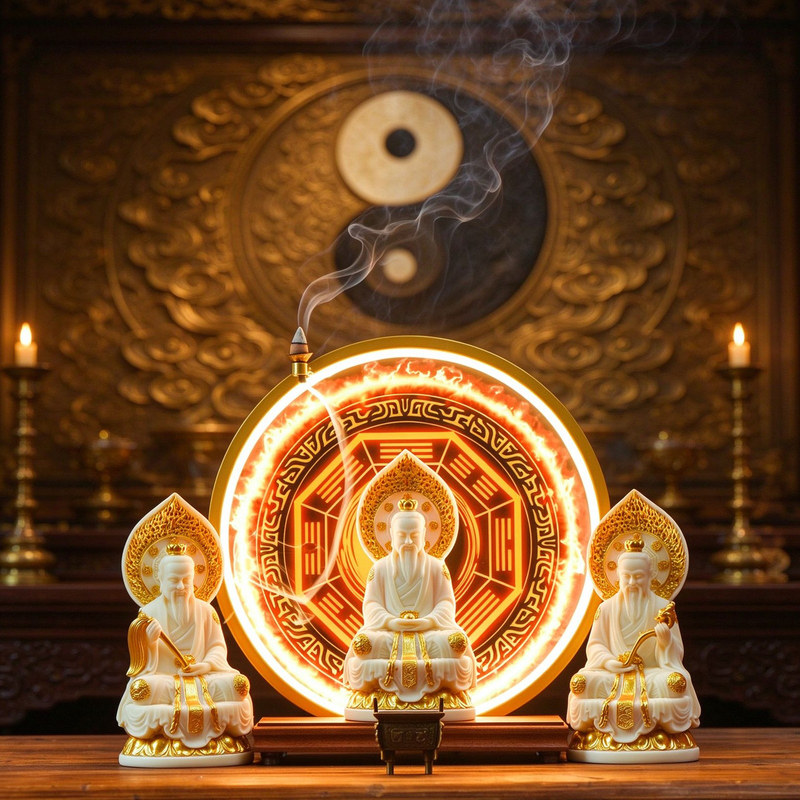 三清祖师爷神像金光神咒背光灯