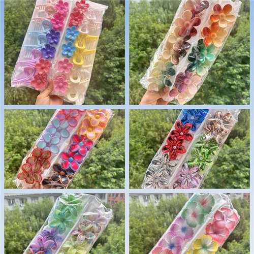 12件套新款鸡蛋花抓夹网红花朵女