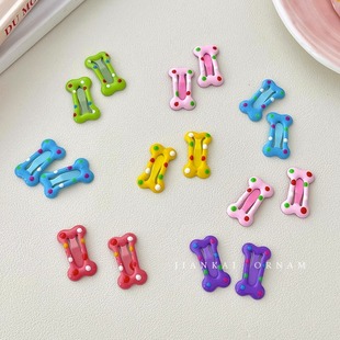 新款波点骨头小夹子头饰迷你小号碎发夹儿童宝宝彩色边夹可爱bb夹