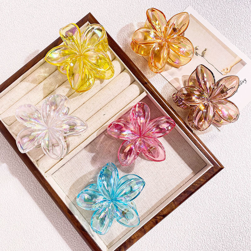 热销8M透明炫彩紫荆花发夹AB彩