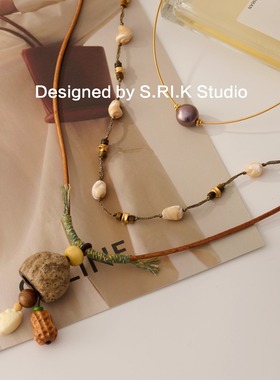 十里间【文艺毛衣链合集】小众气质贝壳珍珠蘑菇叠戴项链