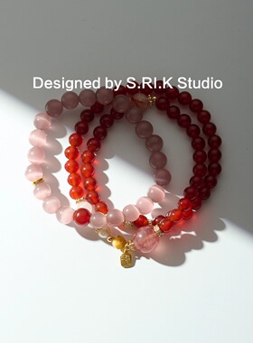 十里间【梅子果酱】文艺新中式双层叠戴天然石手链百搭手串