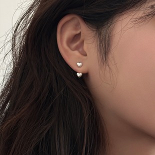 十里间【小小得桃心】简约气质爱心银针耳钉百搭少女ins风耳环