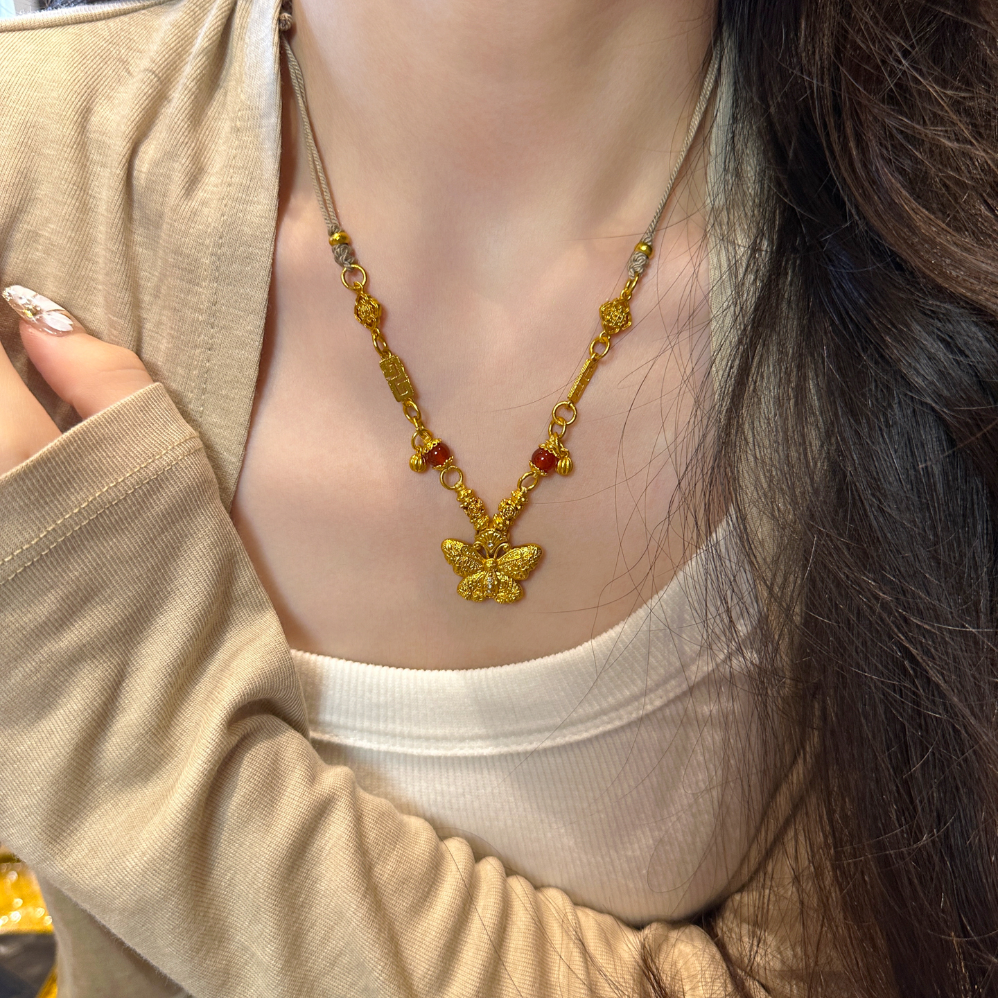 十里间【招蜂引蝶】文艺新中式国风蝴蝶项链编织毛衣链