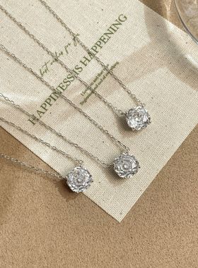 十里间【通体925银冰花玫瑰】简约气质亮晶晶锆石项链锁骨链