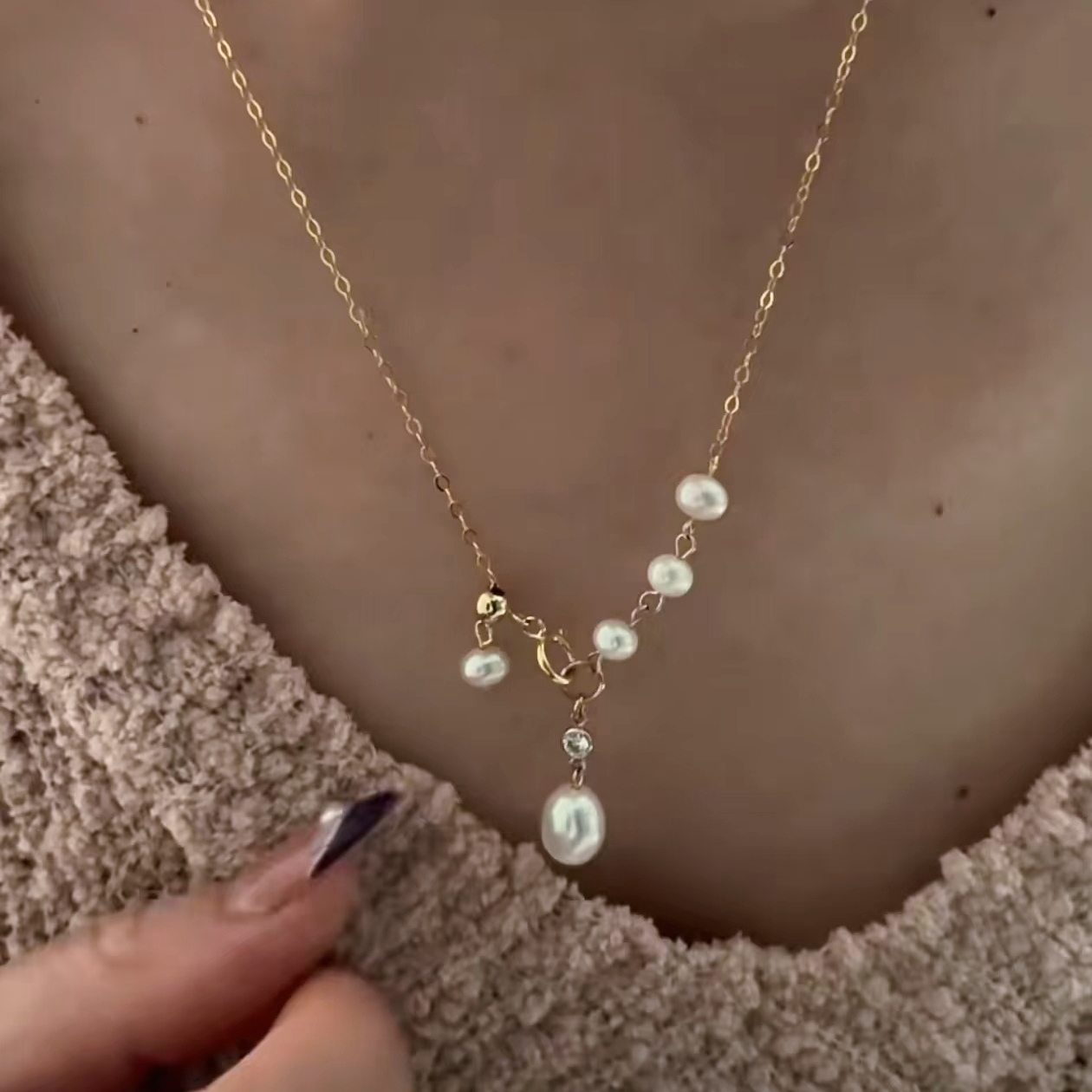 十里间天然淡水珍珠项链锁骨链