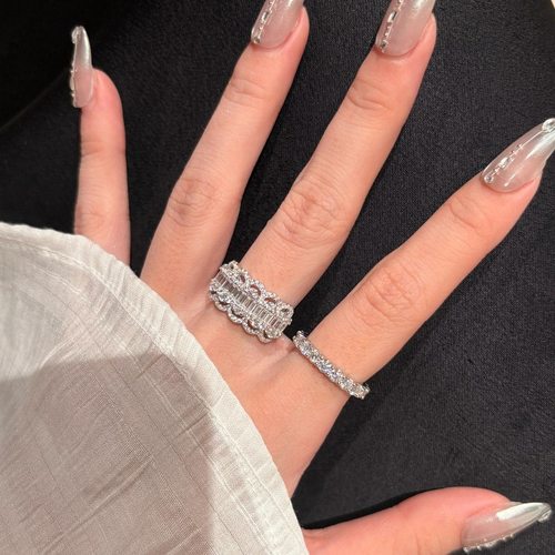 十里间【排钻】法式浪漫蕾丝亮晶晶戒指百搭少女梦幻叠戴指环